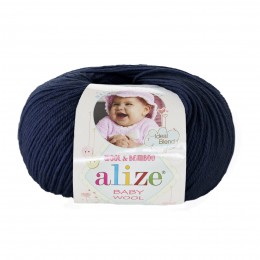 Пряжа Alize Baby Wool (40% шерсть, 20% бамбук, 40 % акрил) 50 гр, 175 м, 58 темно-синий , 1 моток