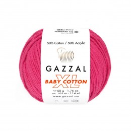 Пряжа Gazzal Baby Cotton XL (50% хлопок, 50% акрил) 50 г 105 м, 3415 малина , 1 моток