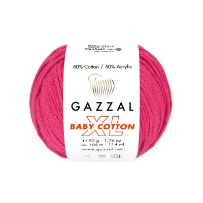 Пряжа Gazzal Baby Cotton XL (50% хлопок, 50% акрил) 50 г 105 м, 3415 малина