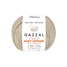 Пряжа Gazzal Baby Cotton XL (50% хлопок, 50% акрил) 50 г 105 м, 3446 бежевый , 1 моток