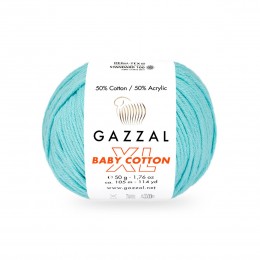 Пряжа Gazzal Baby Cotton XL (50% хлопок, 50% акрил) 50 г 105 м, 3451 бирюзовый , 1 моток