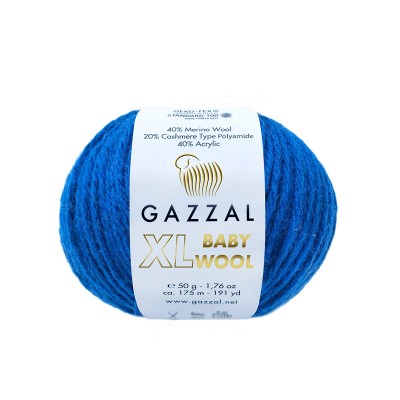 Пряжа Gazzal Baby Wool XL (40% Мериносовая шерсть, 20% Кашемир ПА, 40% Акрил) 50 г 100 м, 802 королевский синий