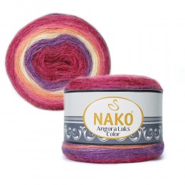 Пряжа Nako Angora Luks Color (15% Шерсть, 5% Мохер, 80% Премиум Акрил) 150 гр, 810 м, 81917 Розовый-Свекольный-Оранжевый-Белый-Фиолетовый , 1 моток