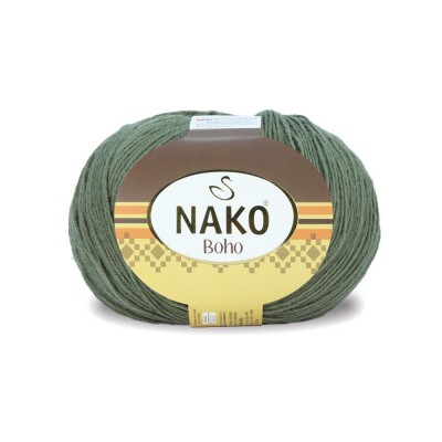 Пряжа Nako Boho (75% шерсть, 25% полиамид) 100 г 400 м, 12537 оливковый