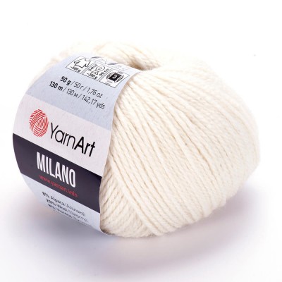 Пряжа YarnArt Milano (8% альпака, 20% шерсть, 8% вискоза, 64% акрил) 50 гр, 130 м, 852 молочный Пряжа YarnArt Milano (8% альпака, 20% шерсть, 8% вискоза, 64% акрил) 50 гр, 130 м, 852 молочный